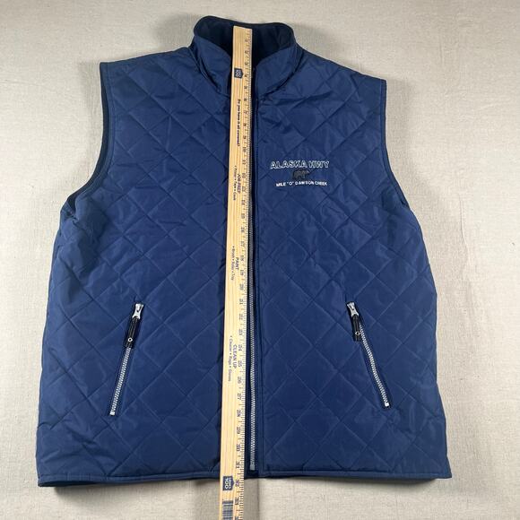 y2k normcore Mens Quilted Vest Size XL "ALASKA HWY" Navy Blue - Picture 4 of 6